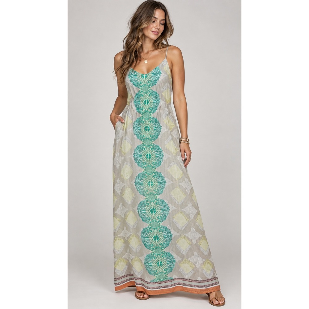 Arum K. Maxi Dress Womens Small Multicolor Silk Medallion Geometric Boho